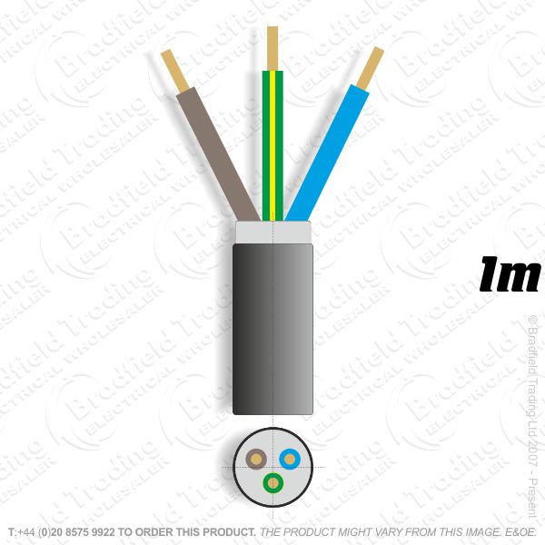 H11) SWA 2.5mm 3 core PVC 6943X Cable 1M