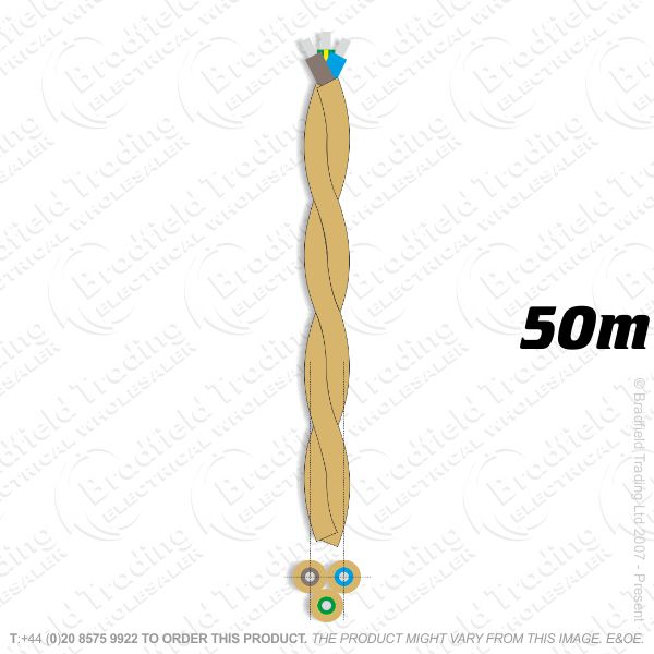 H09) Braided 0.75mm 3c Twisted Ant Gold 25M