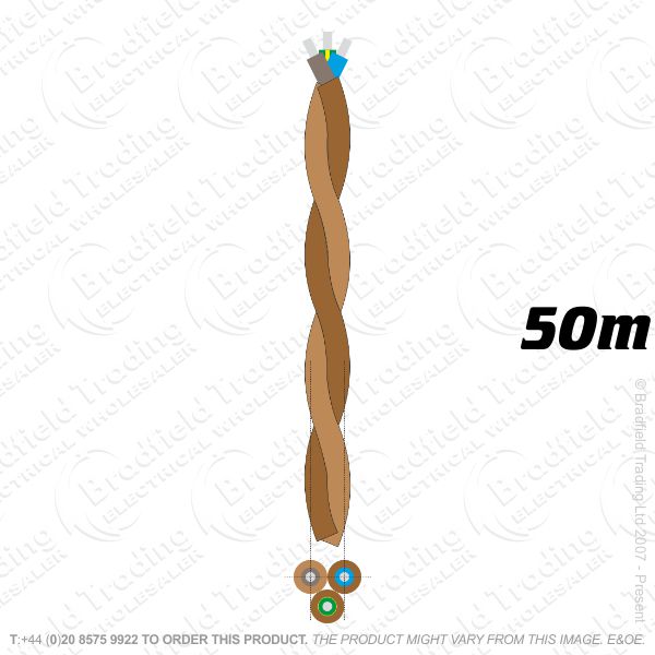 H09) Braided 0.75mm 3c Twisted Brown 25M