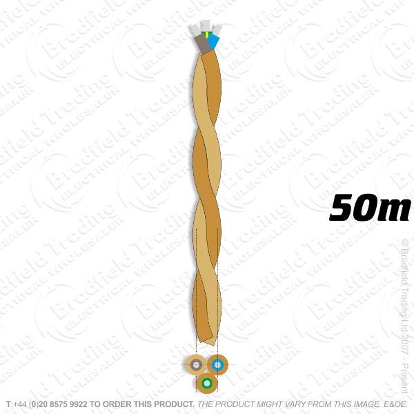 H09) Braided 0.75mm 3c Twisted Gold 50M