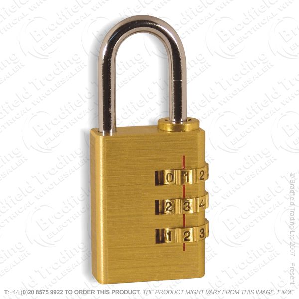 G57) Padlock Combination 20mm Brass TRICICL