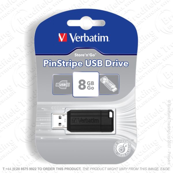 E21) 8GB USB Flash Drive Pin Stripe VERBATIM