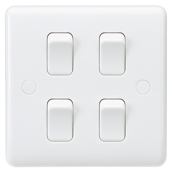 Switch SP 6A 4G 2w Single Plate White  THRION