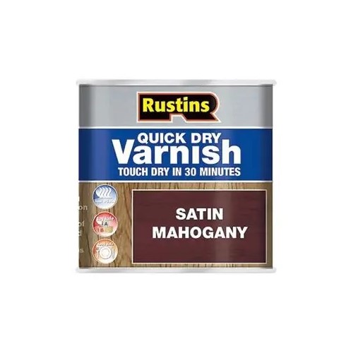 Quick Dry Varnish Satin Mahogany 1ltr RUSTINS