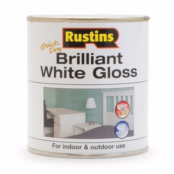 QD White Gloss 500ml Paint RUSTINS