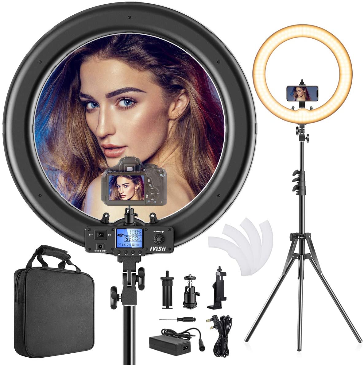 LED Portable 19inch Ring Light 55W