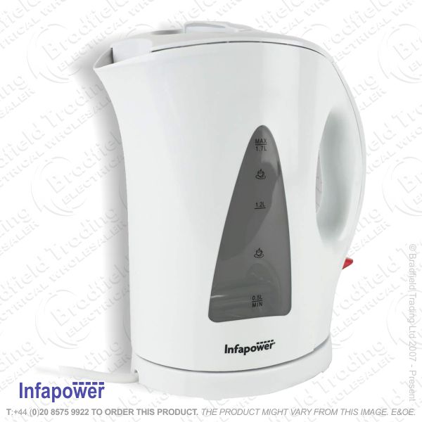 C03) Kettle Cordless 1.7L white 2kW INFAPOWER